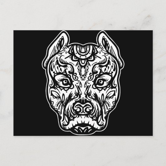 Carte Postale Pitbull Tattoo Art Chien race Crâne Piston Dtg Pit (Devant)