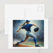 Carte Postale Pitcher de baseball féminin, (Devant / Derrière)