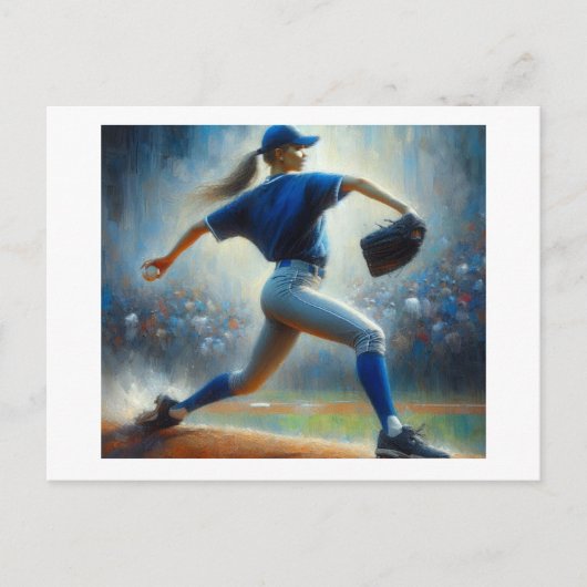 Carte Postale Pitcher de baseball féminin, (Devant)