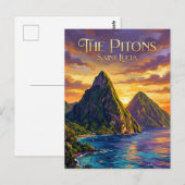 Carte Postale Pitons Sainte-Lucie (Devant / Derrière)