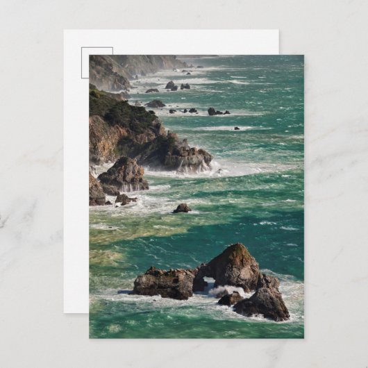 Carte Postale Pittoresque Côtier Avec Vagues (Devant / Derrière)