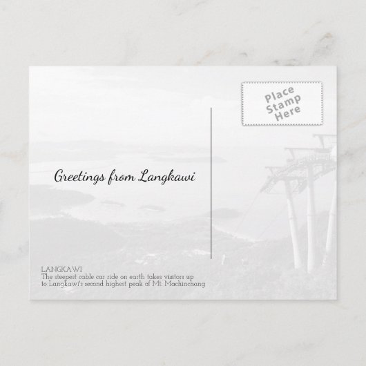 Carte Postale Pittoresque vue Langkawi Téléphérique Voyage Souve (Dos)