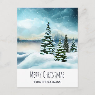 Carte Postale Pittoresque Winter Wonderland aquarelle peinture