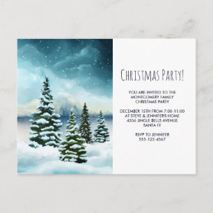 Carte Postale Pittoresque Winter Wonderland Watercolor Art Party