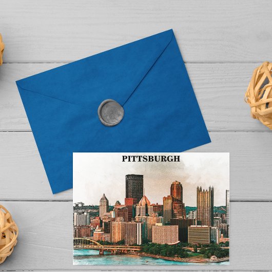 Carte Postale Pittsburgh Cityscape Watercolor