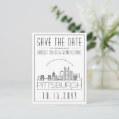 Carte Postale Pittsburgh Mariage Styliszed Skyline Enregistrer l (Debout devant)