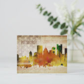 Carte Postale Pittsburgh, PA | Aquarelle de la silhouette de la (Debout devant)