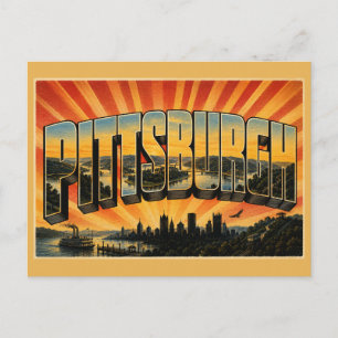 Carte Postale Pittsburgh PA Trois Rivières Collines Art