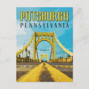 Carte Postale Pittsburgh, PA Vintage voyage du pont jaune