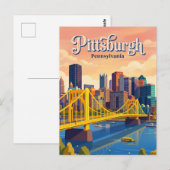 Carte Postale Pittsburgh Skyline États-Unis (Devant / Derrière)