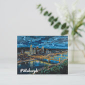Carte Postale Pittsburgh Yellow Bridges City Art (Debout devant)