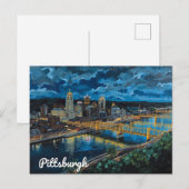 Carte Postale Pittsburgh Yellow Bridges City Art (Devant / Derrière)