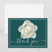 Carte Postale Pivoine Blanche Fond Cyan Merci (Devant / Derrière)