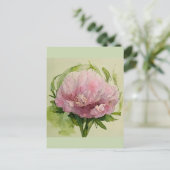 Carte Postale Pivoine rose délicate  (Debout devant)