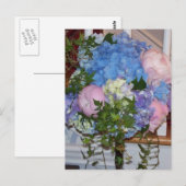 Carte Postale Pivoines bleues de rose d'hortensia (Devant / Derrière)