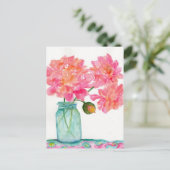 Carte postale Pivoines roses (Debout devant)