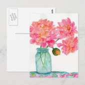 Carte postale Pivoines roses (Devant / Derrière)