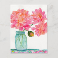 Carte postale Pivoines roses
