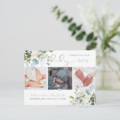 Carte Postale PixDezines Aquarelle Dusty Blue Eucalyptus Birth (Debout devant)