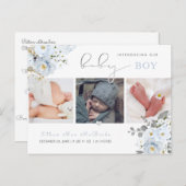 Carte Postale PixDezines Aquarelle Dusty Blue Rose (Devant / Derrière)