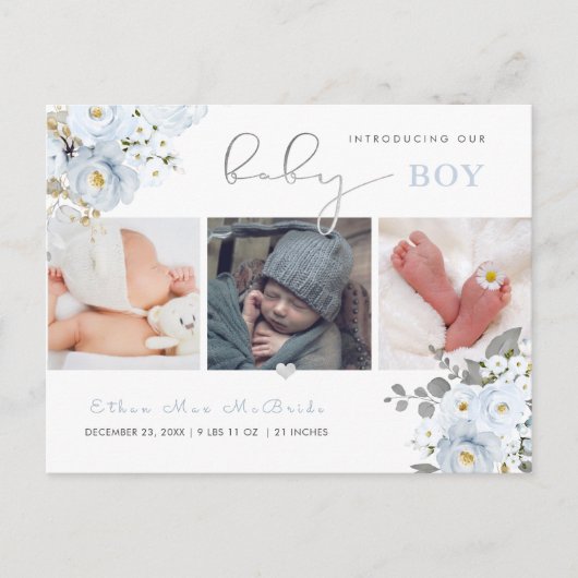 Carte Postale PixDezines Aquarelle Dusty Blue Rose (Devant)