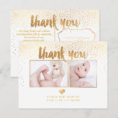 Carte Postale PixDezines Baby shower Merci/Faux Gold (Devant / Derrière)