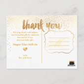 Carte Postale PixDezines Baby shower Merci/Faux Gold (Dos)