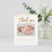Carte Postale PixDezines Baby shower Merci/Faux Gold (Debout devant)