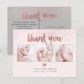 Carte Postale PixDezines Baby shower Merci/Faux Rose Gold (Devant / Derrière)