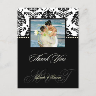 Carte Postale PixDezines Black Mariage damassé Merci photo