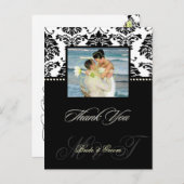 Carte Postale PixDezines Black Mariage damassé Merci photo (Devant / Derrière)