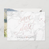 Carte Postale PixDezines Blush Pink/Marble/Save our Date (Devant / Derrière)