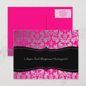 Carte Postale PixDezines Boroque Damask/Argent+Hot Rose (Devant / Derrière)