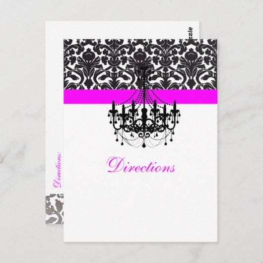 Carte Postale PixDezines chandelier+flora+damask direction card (Devant / Derrière)