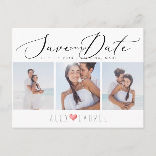 Carte Postale PixDezines Chic Elegant Calligraphy Date de sauveg (Devant)