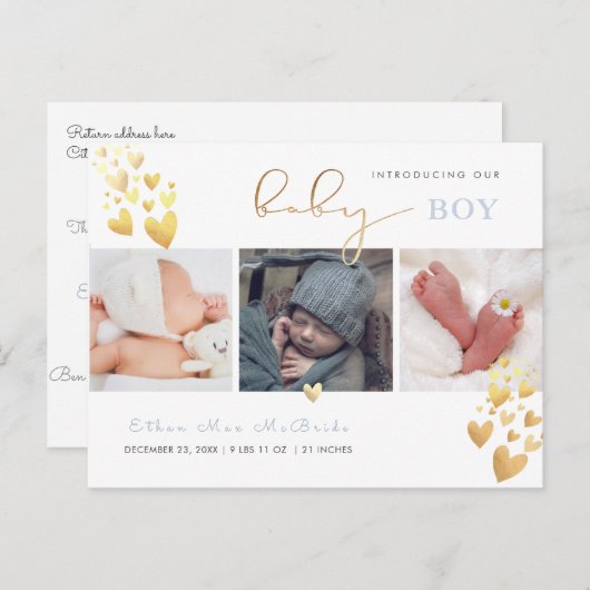 Carte Postale PixDezines Coeurs Or Faux (Devant / Derrière)