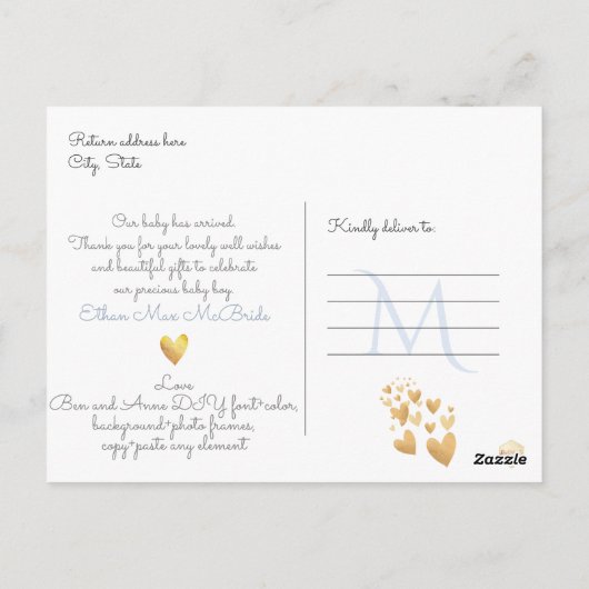 Carte Postale PixDezines Coeurs Or Faux (Dos)