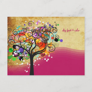 Carte Postale PixDezines décors d'arbre grunge vintage/marketing