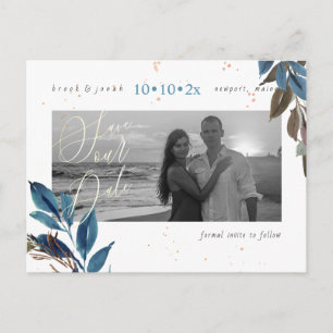 Carte Postale PixDezines Dusty Foliage Turquoise Enregistrer not