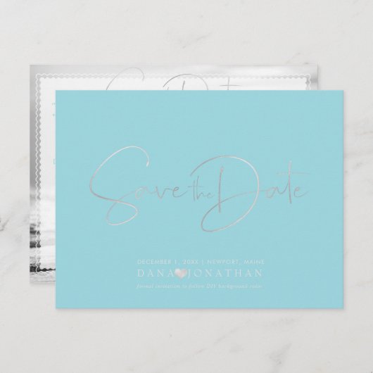 Carte Postale PixDezines Enregistrer la date/Platinum+Aqua (Devant / Derrière)