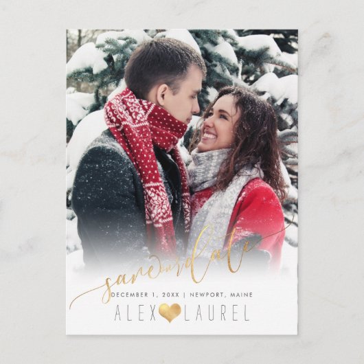 Carte Postale PixDezines Enregistrer notre Date Calligraphie Fau (Devant)