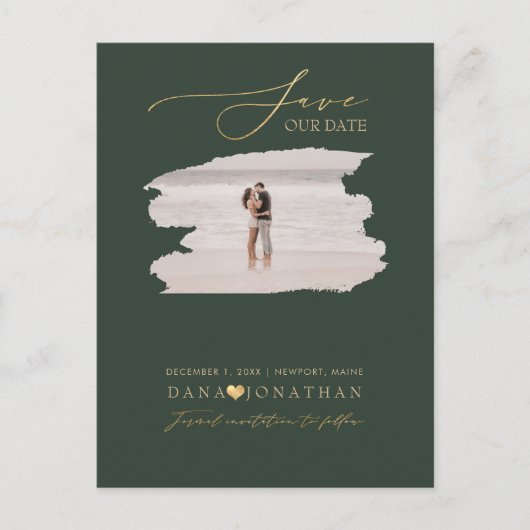 Carte Postale PixDezines Enregistrez la date Luxe Script DIY Cou (Devant)