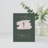 Carte Postale PixDezines Enregistrez la date Luxe Script DIY Cou (Debout devant)