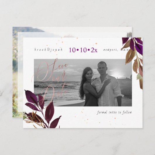 Carte Postale PixDezines Fall Foliage Enregistrer notre date (Devant / Derrière)