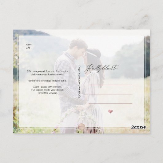 Carte Postale PixDezines Fall Foliage Save our Date Dusty Purple (Dos)