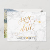 Carte Postale PixDezines Faux Gold/Marble/Save our Date (Devant / Derrière)