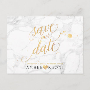 Carte Postale PixDezines Faux Gold/Marble/Save our Date