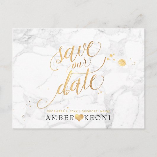 Carte Postale PixDezines Faux Gold/Marble/Save our Date (Devant)