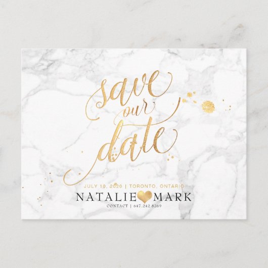 Carte Postale PixDezines Faux Gold/Marble/Save our Date (Devant)