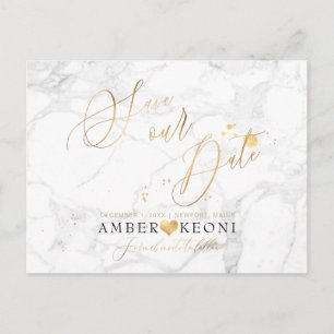 Carte Postale PixDezines Faux Gold/Marble/Save our Date